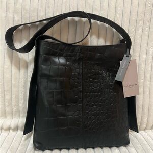 Urbancode Black Croc Leather shoulder Bag NWT